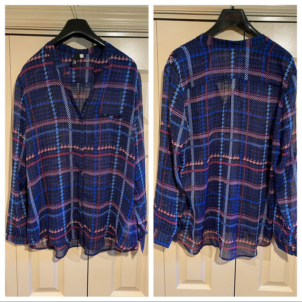 KUT from the Kloth Check Button Down Blouse